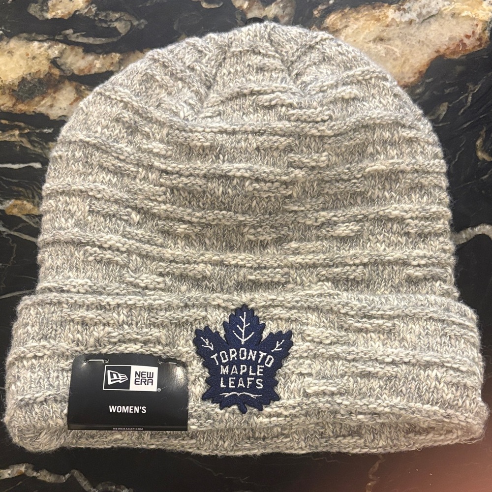New Era Gray Knit Beanie with Toronto Maple Leafs Logo
